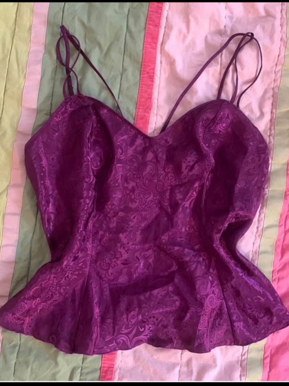 Victoria's Secret Plum Satin Vintage Gold Tag Top